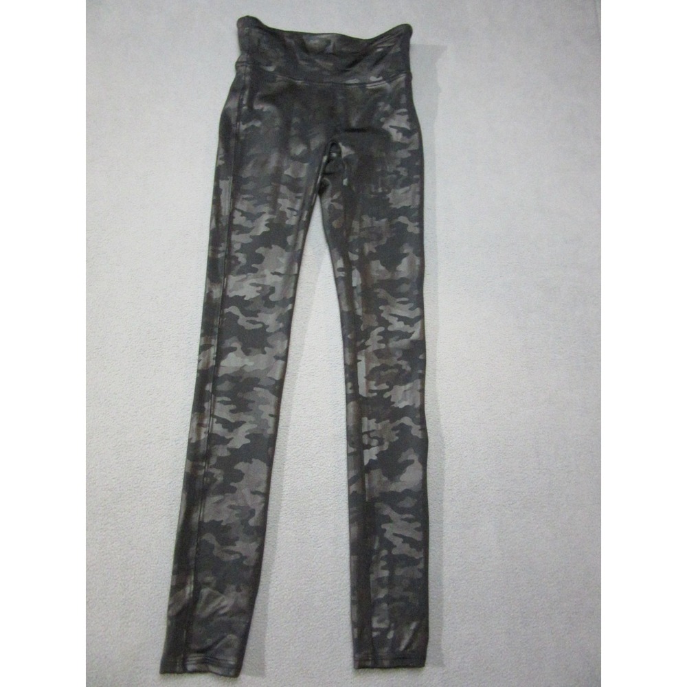 Spanx Leggings Womens XS Black Excellent Camo High Waist Slim Fit Ankle 4195
